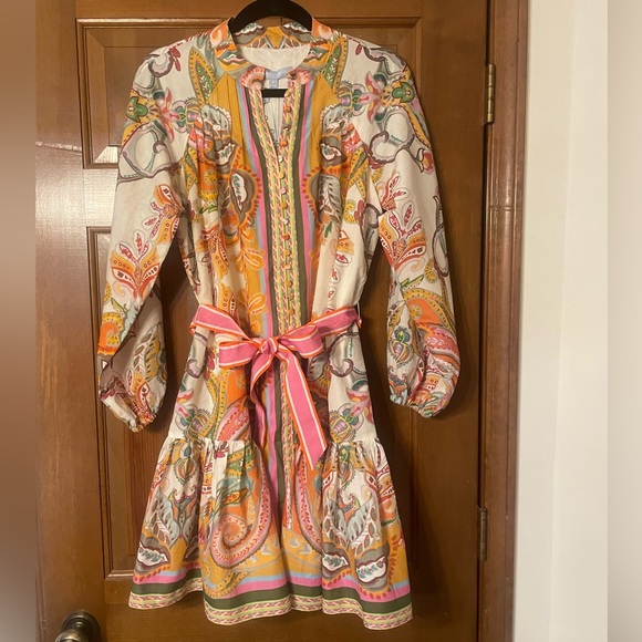 NWT Antonio Melani Brynn Pink Scarf Floral Mock Neck Dress Size 4 - Picture 2 of 6